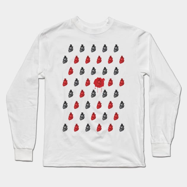 Bloody Heart Pattern Long Sleeve T-Shirt by thejoyker1986